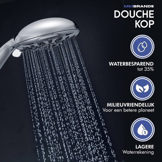 MM Brands Douchekop Waterbesparend Regendouche 6 standen Chroom