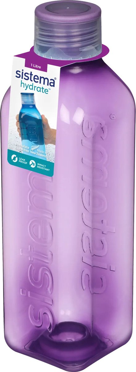 Drinkfles Hydrate Square 1l - Paars
