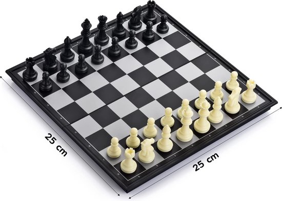 Thumbnail van een extra afbeelding van het spel Allerion 3-in-1 Schaakbord Set – Schaken, Dammen, Backgammon – Magnetisch Schaakbord – Reis Spel – 25cm x 25cm