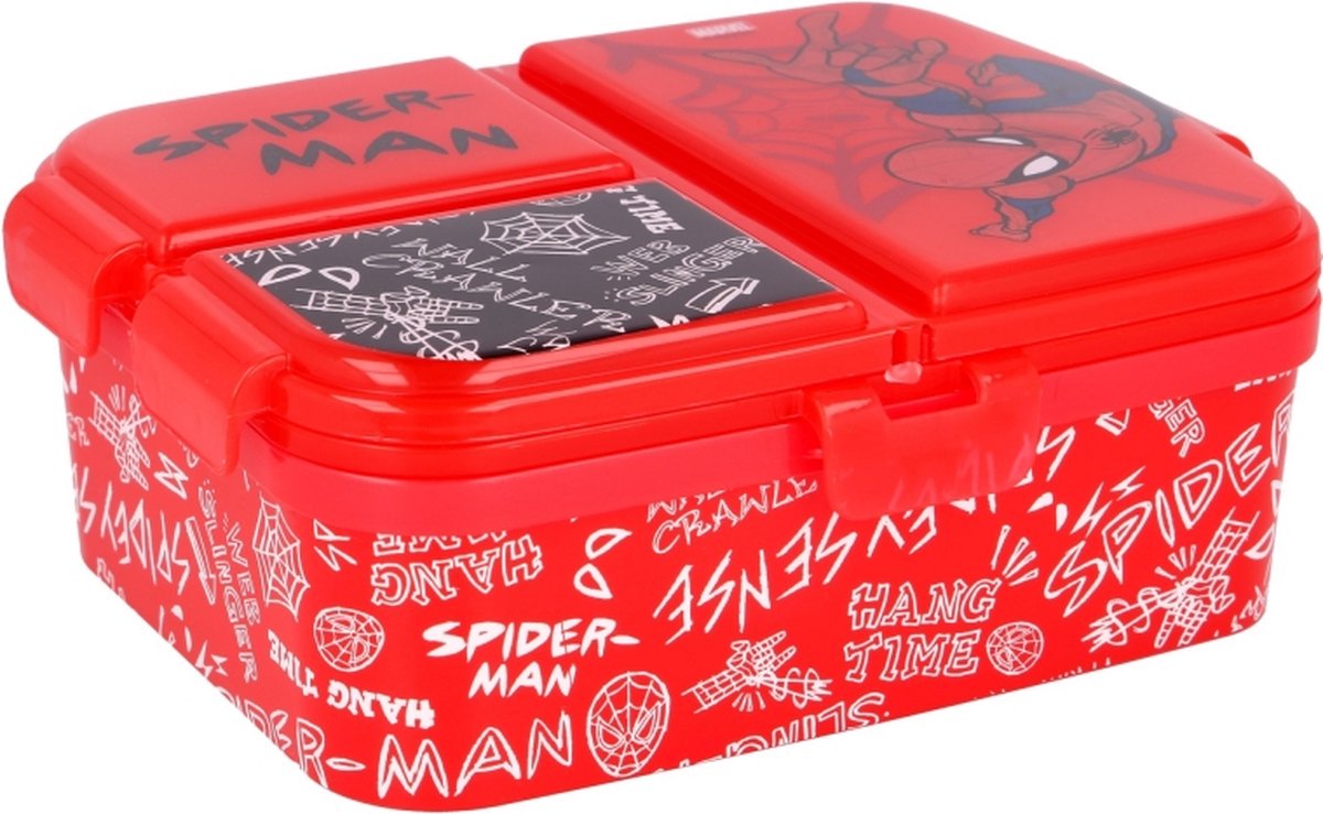 Spiderman XL Web Broodtrommel 3 vakjes - 18x14 cm - Brooddoos - Lunchbox