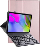 Hoes Geschikt voor Samsung Galaxy Tab A 10.1 2019 Hoes Toetsenbord Hoes Case Book Cover Hoesje - Hoesje Geschikt voor Samsung Tab A 10.1 (2019) Keyboard Hoes - Rosé goud