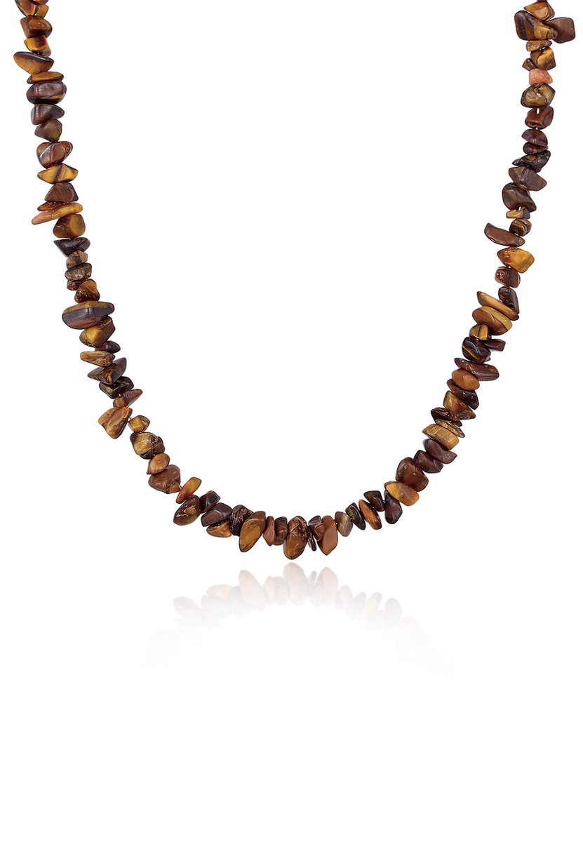 KUZZOI - Halsketting - Heren Trend Urban met Tijgeroog Sliver in 925 Sterling Zilver - Dames