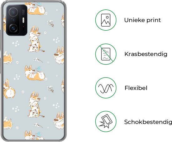 Coque Xiaomi 11 Lite 5G NE - Motif - Chien - Corgi - Coque en Siliconen téléphone -