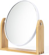 Make-up spiegel - Tafelspiegel - Op standaard - Rond - Compact - Dames - Bamboe - beige