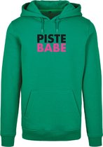 Wintersport hoodie groen L - Piste Babe - soBAD. | Foute apres ski outfit | kleding | verkleedkleren | wintersporttruien | wintersport dames en heren
