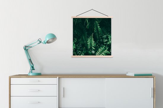 Porte-affiche avec affiche - Affiche scolaire - Feuilles - Jungle - Nature - Tropical - Plantes - 90x90 cm - Lattes transparentes