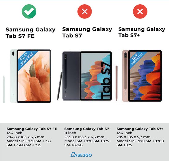 Tablet hoes geschikt voor Samsung Galaxy Tab S7 FE - 12.4 inch - Tri-Fold Book Case - Met Pencil Houder - Rood