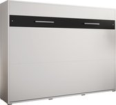 InspireMe - Verticaal Bedkast Opklapbed ALABAMA 160 - Vouwbed - Moderne Stijl - 160x200cm - Wit Mat + Zwart (zonder Matras)