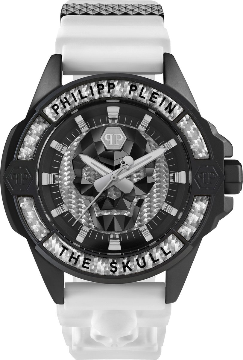 Philipp Plein The $Kull Carbon Fiber PWAAA1822 Horloge - Siliconen - Wit - Ø 44 mm