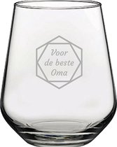 Gegraveerde Drinkglas 42,5cl voor de beste Oma in hexagon