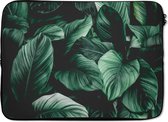 Laptophoes 14 inch - Jungle - Bladeren - Tropisch - Planten - Natuur - Laptop sleeve - Binnenmaat 34x23,5 cm - Zwarte achterkant