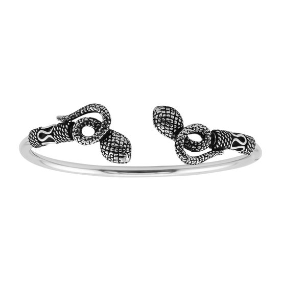Zilveren armband dames | Zilveren armband, bangle in Bali stijl met spiralen en slangen