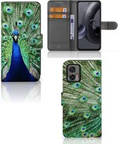 Coque Bookstyle à Rabat Pour Motorola Edge 30 Neo - Bleu, TPU, Avec Fenêtre, Neuf