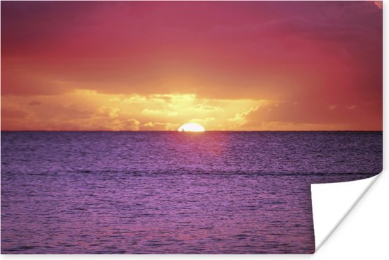 Affiche - Coucher de soleil sur la mer violette - 30x20 cm