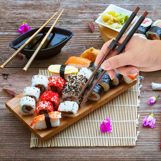 5 stuks Handige eetstokjes houder - sushi servies kinderen - hulpstuk herbruikbare stokjes - duurzaam - Chopstick Trainers - zwart Chopsticks helper - Merkloos