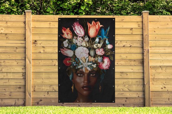 Décoration murale Femme - Fleurs - Coloré - 120x180 cm - Poster jardin
