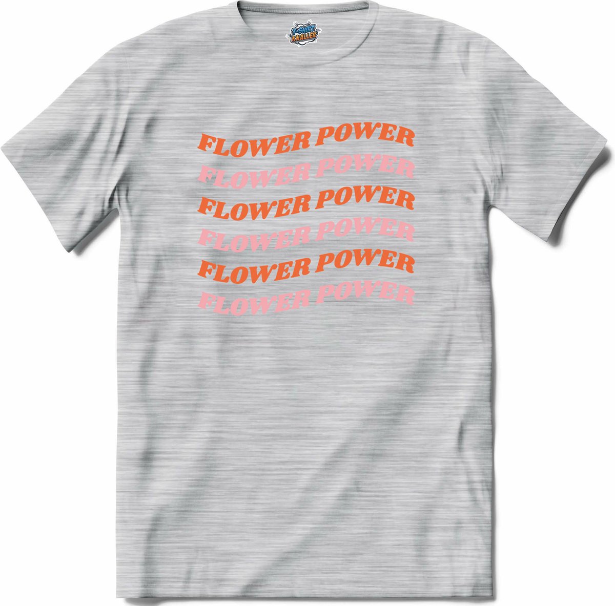 Flower power - T-Shirt - Dames - Donker Grijs - Gemêleerd - Maat S