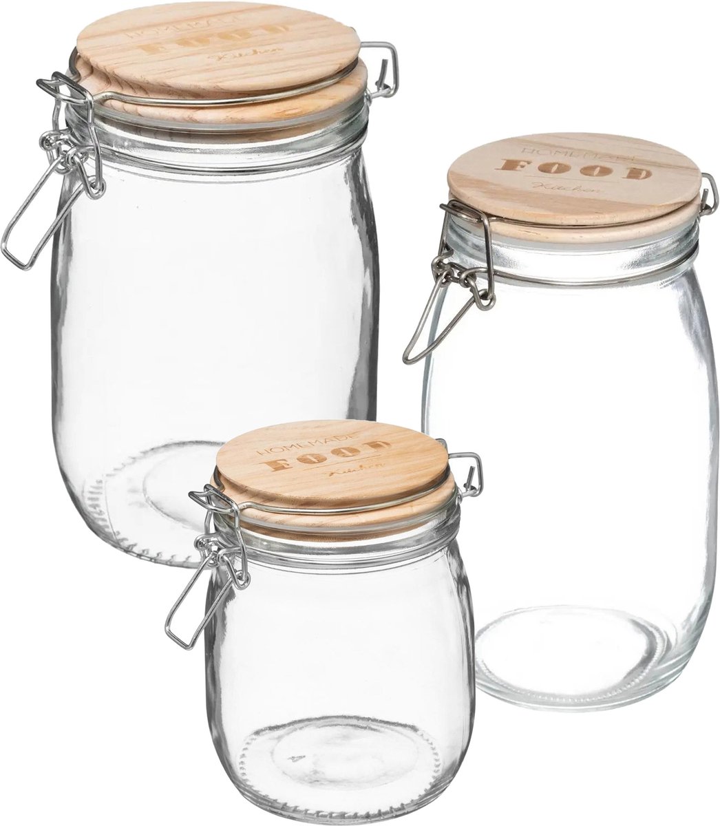 5Five - Set 7x keuken voedsel voorraadpotten glas 0.75/1.0/1.5 Liter
