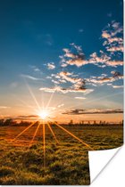 Poster Zonsondergang - Natuur - Wolken - Gras - 20x30 cm