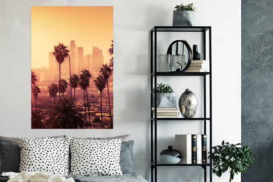 Affiche Palmier - Skyline - Coucher de soleil - Architecture - 80x120 cm