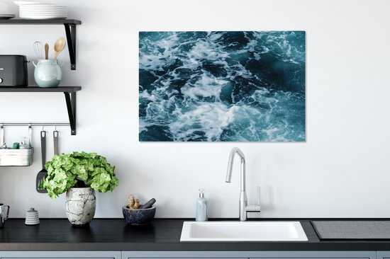 Canvas Schilderij Water - Blauw - Golf - 60x40 cm - Wanddecoratie