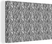 Canvas Schilderij Dierenprint - Zebra - Zwart - Wit - 90x60 cm - Wanddecoratie