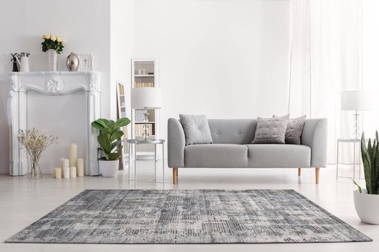 Vercai Rugs Oregon Collectie - Hoogpolig Vloerkleed - Zacht Tapijt voor Woonkamer - Polyester - Grijs - 80x150 cm