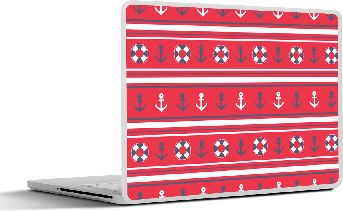 Laptop sticker - 13.3 inch - Anker - Reddingsboei - Marine - Matroos - Patronen - 31x22,5cm - Laptopstickers - Laptop skin - Cover