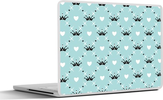 Laptop sticker - 15.6 inch - Kroon - Patronen - Blauw