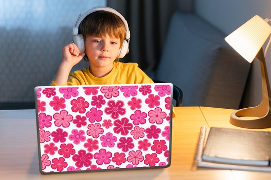 Sticker ordinateur portable - 12,3 pouces - Fleurs - Rose - Motifs