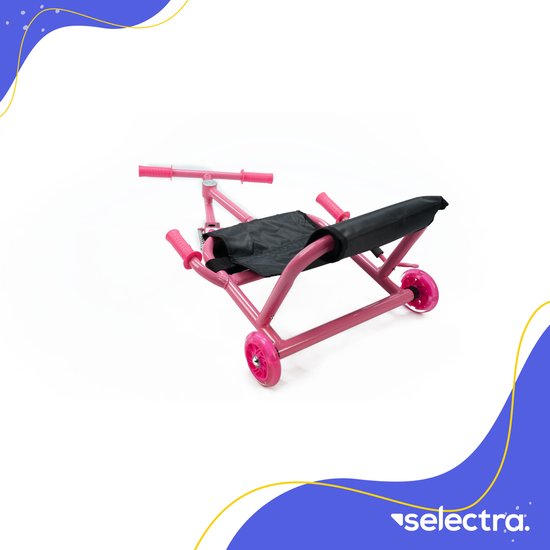 Wave Roller Roos- ligfiets met led wielen voor kinderen van 3 tot 14jaar