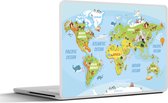 Laptop sticker - 17.3 inch - Wereldkaart - Kinderen - Dieren - 40x30cm - Laptopstickers - Laptop skin - Cover