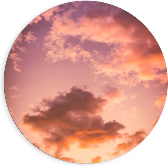 WallClassics - Dibond Muurcirkel - Pastelkleurige Wolken - 90x90 cm Foto op Aluminium Muurcirkel (met ophangsysteem)