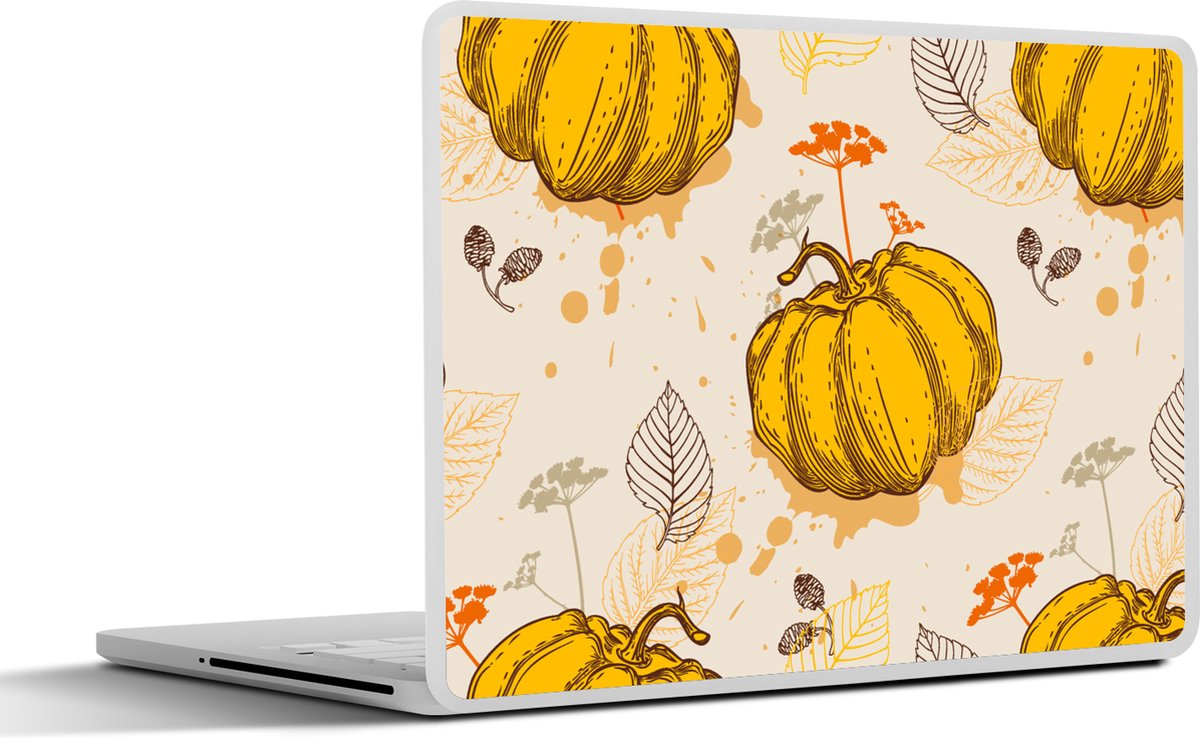 Laptop sticker - 17.3 inch - Pompoen - Herfst - Patronen - 40x30cm - Laptopstickers - Laptop skin - Cover