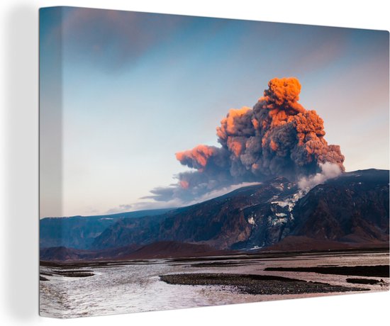 Canvas Schilderij Vulkaan schoonheid van de natuur - 90x60 cm - Wanddecoratie