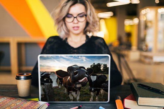 Autocollant pour ordinateur portable - 13,3 pouces - Vache - Animaux - Nature - Langue saillante - 31x22,5 cm - Autocollants pour ordinateur portable - Peau pour ordinateur portable - Couverture