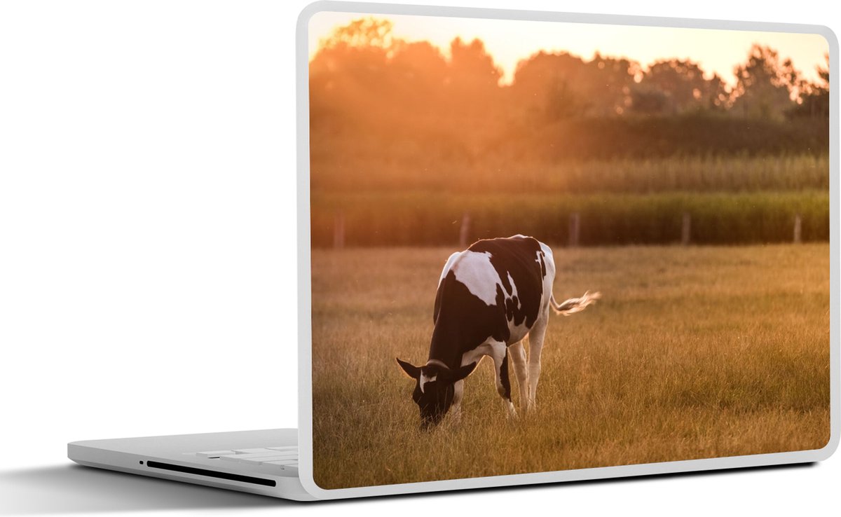 Laptop sticker - 14 inch - Koe - Zon - Dieren - 32x5x23x5cm - Laptopstickers - Laptop skin - Cover