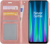 Hoes Geschikt voor OnePlus Nord CE 2 Lite Hoesje Book Case Hoes Flip Cover Wallet Bookcase - Rosé goud