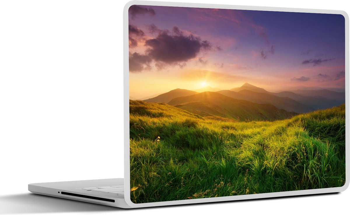 Laptop sticker - 12.3 inch - Bergen - Zon - Natuur - 30x22cm - Laptopstickers - Laptop skin - Cover