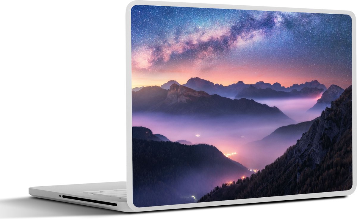 Laptop sticker - 12.3 inch - Bergen - Sterrenhemel - Mist - 30x22cm - Laptopstickers - Laptop skin - Cover