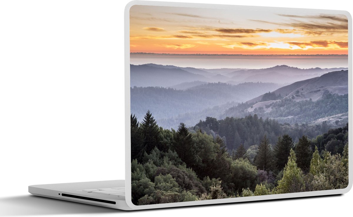 Laptop sticker - 10.1 inch - Bergen - Zon - Bos - Landschap - 25x18cm - Laptopstickers - Laptop skin - Cover
