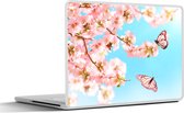 Laptop sticker - 10.1 inch - Vlinders - Boom - Bloemen - 25x18cm - Laptopstickers - Laptop skin - Cover