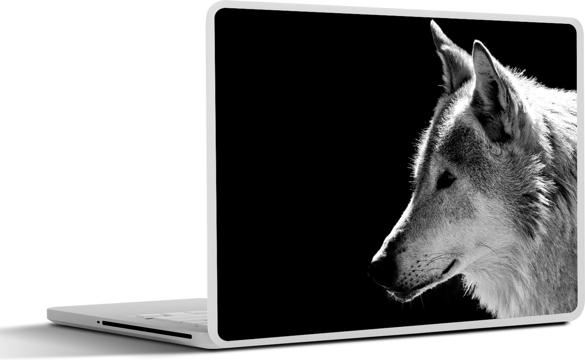 Laptop sticker - 17.3 inch - Wilde dieren - Wolf - Zwart - Wit - 40x30cm - Laptopstickers - Laptop skin - Cover