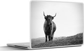 Laptop sticker - 17.3 inch - Dieren - Schotse hooglander - Zwart wit - Natuur - Landelijk - 40x30cm - Laptopstickers - Laptop skin - Cover
