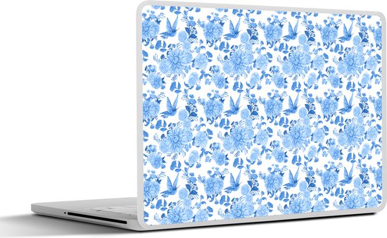 Sticker pour ordinateur portable - 17,3 pouces - Fleurs - Roses - Blauw - Motifs - 40x30cm - Autocollants pour ordinateur portable - Skin pour ordinateur portable - Housse