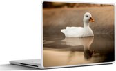 Laptop sticker - 10.1 inch - Eend - Vogel - Water - Wit - 25x18cm - Laptopstickers - Laptop skin - Cover
