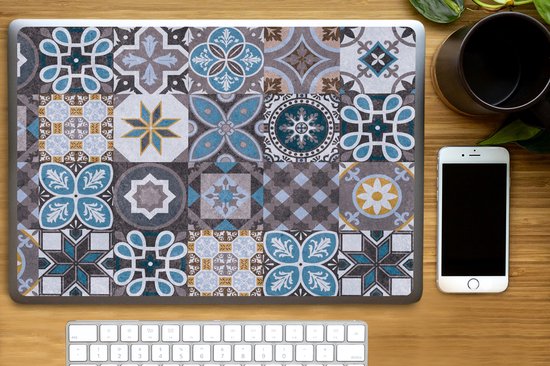 Autocollant pour ordinateur portable - 17,3 pouces - Fleurs - Motifs - Blauw - Marron - 40x30cm - Autocollants pour ordinateur portable - Skin pour ordinateur portable - Couverture