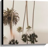 WallClassics - Canvas  - Smalle Palmbomen met Weerspiegeling - 60x60 cm Foto op Canvas Schilderij (Wanddecoratie op Canvas)