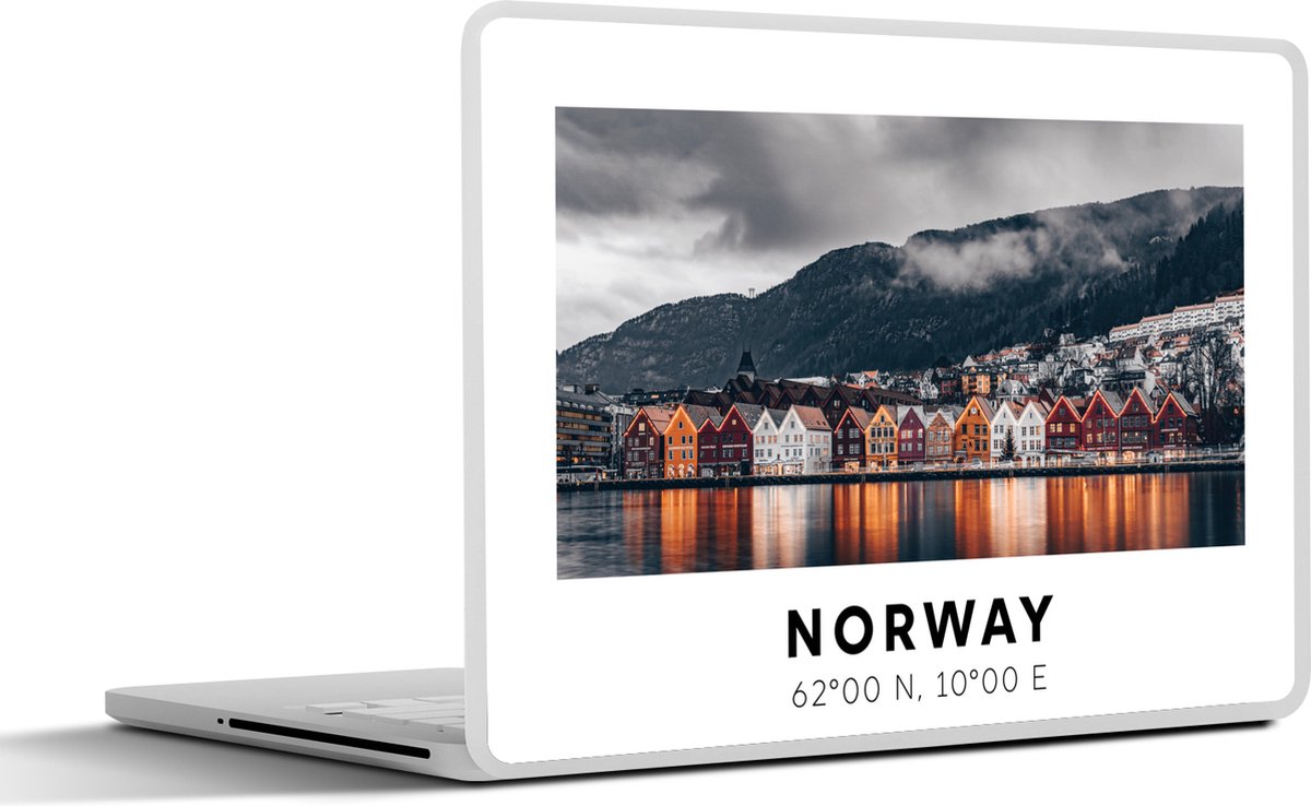 Laptop sticker - 15.6 inch - Noorwegen - Huizen - Meer - 36x27,5cm - Laptopstickers - Laptop skin - Cover