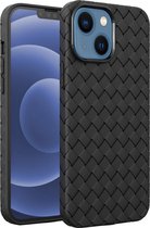 Mobigear Hoesje geschikt voor Apple iPhone 14 Plus Telefoonhoesje Flexibel TPU | Mobigear Woven Backcover | iPhone 14 Plus Case | Back Cover - Zwart